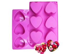 Molde silicona 6 corazones lisos grandes 
